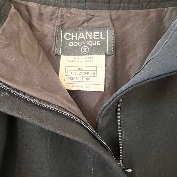 CHANEL CLASSIC VINTAGE WOMEN’S BLACK 100% WOOL TROUSER PANT W/ SILK LINING EUC - Picture 11 of 13
